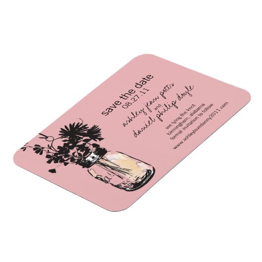 Mason Jar & Wildflower Save the Date Magneet (Linkerzijde)
