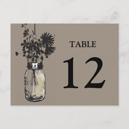 Mason Jar & Wildflower Tafel Kaart (Voorkant)