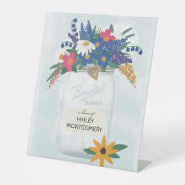 Mason Jar & Wildflower Vrijgezellenfeest Reclamebord Met Voetstuk