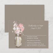 Mason Jar & Wildflowers RSVP-kaart RSVP Kaartje (Voorkant / Achterkant)