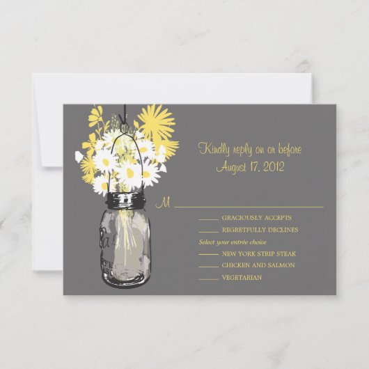 Mason Jar & Wildflowers RSVP & Menu Kaart (Voorkant)