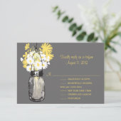Mason Jar & Wildflowers RSVP & Menu Kaart (Staand voorkant)