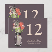 Mason Jar & Wildflowers Tafel Kaart (Voorkant / Achterkant)