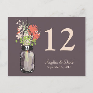 Mason Jar & Wildflowers Tafel Kaart