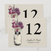 Mason Jar & Wildflowers Tafel Kaart (Voorkant / Achterkant)