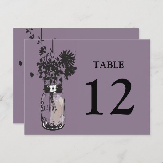 Mason Jar & Wildflowers Tafel Kaart (Voorkant / Achterkant)