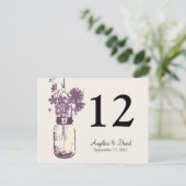 Mason Jar & Wildflowers Tafel Kaart (Staand voorkant)