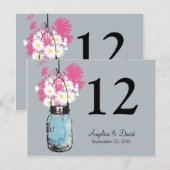 Mason Jar & Wildflowers Tafel Kaart (Voorkant / Achterkant)