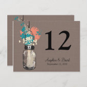 Mason Jar & Wildflowers Tafel Kaart (Voorkant / Achterkant)