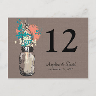 Mason Jar & Wildflowers Tafel Kaart