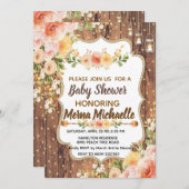 Mason Jar with a rustic flowers  invitation Kaart (Voorkant / Achterkant)