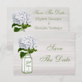Mason Jar & Witte Hortensia Save The Date Trouwen (Voorkant / Achterkant)