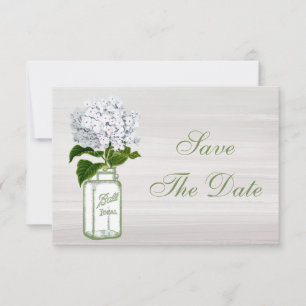 Mason Jar & Witte Hortensia Save The Date Trouwen