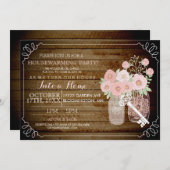 Mason Jar Wood Look Housewarming Uitnodigen Kaart (Voorkant / Achterkant)