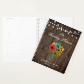 Mason Jar Wood Zonnebloem bruiloft Planner (Display)