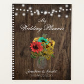  Mason Jar Wood Zonnebloem bruiloft Planner (Voorkant)