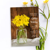 Mason Jar Yellow Daisies Barn Birthday Party Kaart