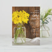 Mason Jar Yellow Daisies Sweet 16 Birthday Party Kaart (Staand voorkant)