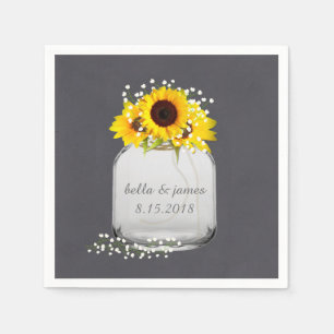 Mason Jar Zonnebloem Bruiloft Papier Servetten