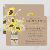 Mason Jar Zonnebloem Burlap Rustiek Vrijgezellenfe Kaart (Voorkant / Achterkant)