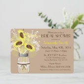 Mason Jar Zonnebloem Burlap Rustiek Vrijgezellenfe Kaart (Staand voorkant)