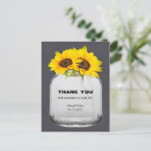 Mason jar zonnebloem dank u nota sunflwr7 briefkaart (Staand voorkant)