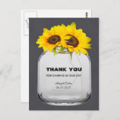 Mason jar zonnebloem dank u nota sunflwr7 briefkaart (Voorkant / Achterkant)