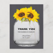 Mason jar zonnebloem dank u nota sunflwr7 briefkaart (Voorkant)
