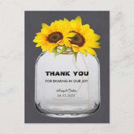 Mason jar zonnebloem dank u nota sunflwr7 briefkaart