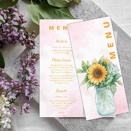 Mason Jar Zonnebloem Huwelijksreceptie Diner Menu