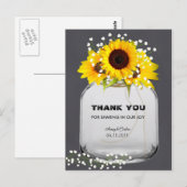 Mason jar zonnebloem krijtbord dank u briefkaarten (Voorkant / Achterkant)