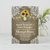 Mason Jar Zonnebloem repetitie diner uitnodigingen (Staand voorkant)