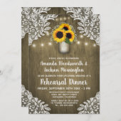 Mason Jar Zonnebloem repetitie diner uitnodigingen (Voorkant / Achterkant)