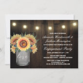 Mason Jar + Zonnebloem Verlovingsfeest Uitnodiging (Voorkant)