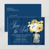 Mason Jar Zonnebloemen en margrieten Save the Date Aankondigingskaart (Voorkant / Achterkant)