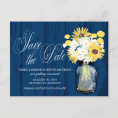 Mason Jar Zonnebloemen en margrieten Save the Date Aankondigingskaart (Voorkant)