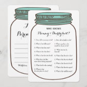 Mason Jars 2x Baby shower Spel- Advies | Wie weet Kaart (Voorkant / Achterkant)