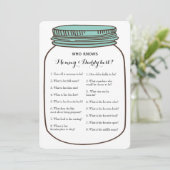 Mason Jars 2x Baby shower Spel- Advies | Wie weet Kaart (Staand voorkant)