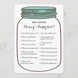 Mason Jars 2x Baby shower Spel- Advies | Wie weet Kaart