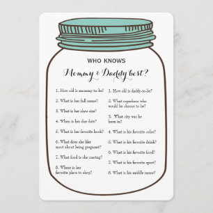 Mason Jars 2x Baby shower Spel- Advies   Wie weet Kaart