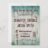 Mason Jars Barn Wood Country Wedding Invitations Kaart (Voorkant)