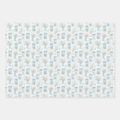 Mason Jars Blauw Witte Bloemen Greenery Inpakpapier Vel (Voorkant)