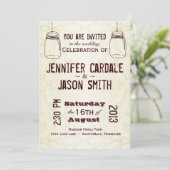 Mason Jars Country Swirls Wedding Invitations Kaart (Staand voorkant)