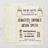 Mason Jars Country Swirls Wedding Invitations Kaart (Voorkant / Achterkant)