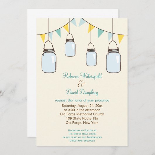 Mason Jars Country Theme Weddenschap Kaart (Voorkant / Achterkant)