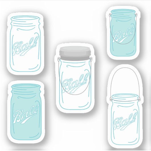 Mason Jars Custom Rustic Wedding Sticker Set (Voorkant)