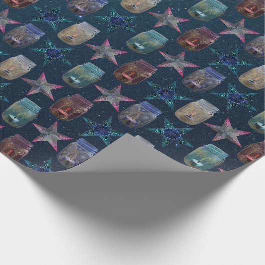 Mason Jars en Bohemian Stars Pattern Cadeaupapier (Hoek)