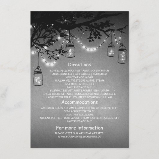 Mason Jars en Fireflies bruiloft informatie kaarte Informatiekaartje (Voorkant)