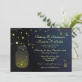 Mason Jars en Fireflies Wedding Invitation Kaart (Staand voorkant)