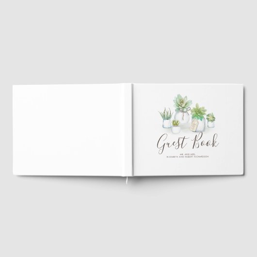 Mason Jars en Kleine Succulenten Moderne Bruiloft Gastenboek (Volledig)